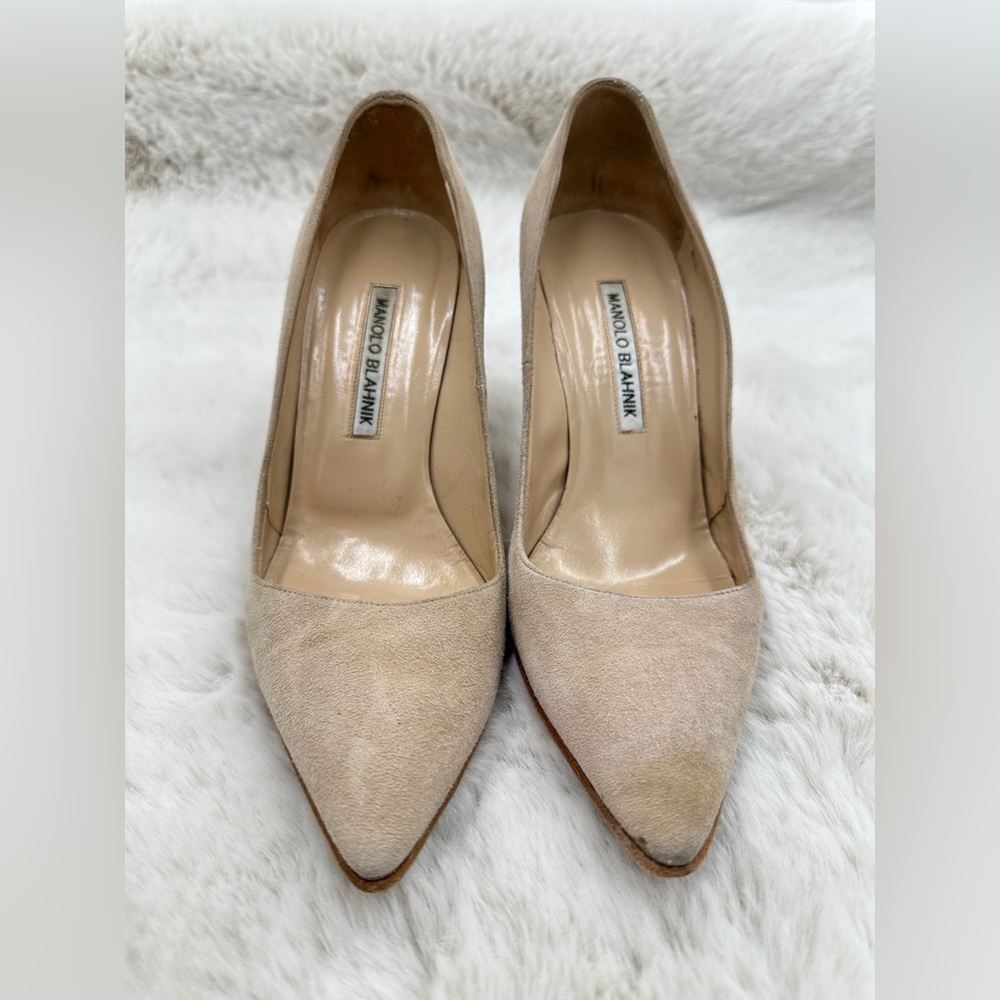 Manolo Blahnik Beige Suede nude Pumps 36.5 size 6.5‎ - Picture 6 of 13